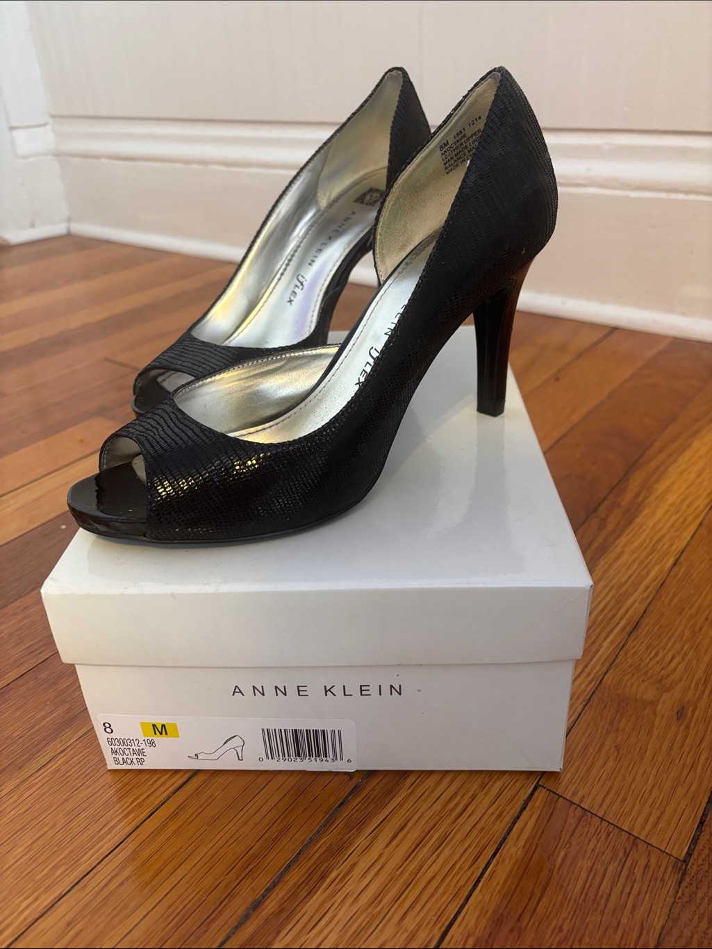 Anne Klein Black Peep-Toe High Heel Pumps